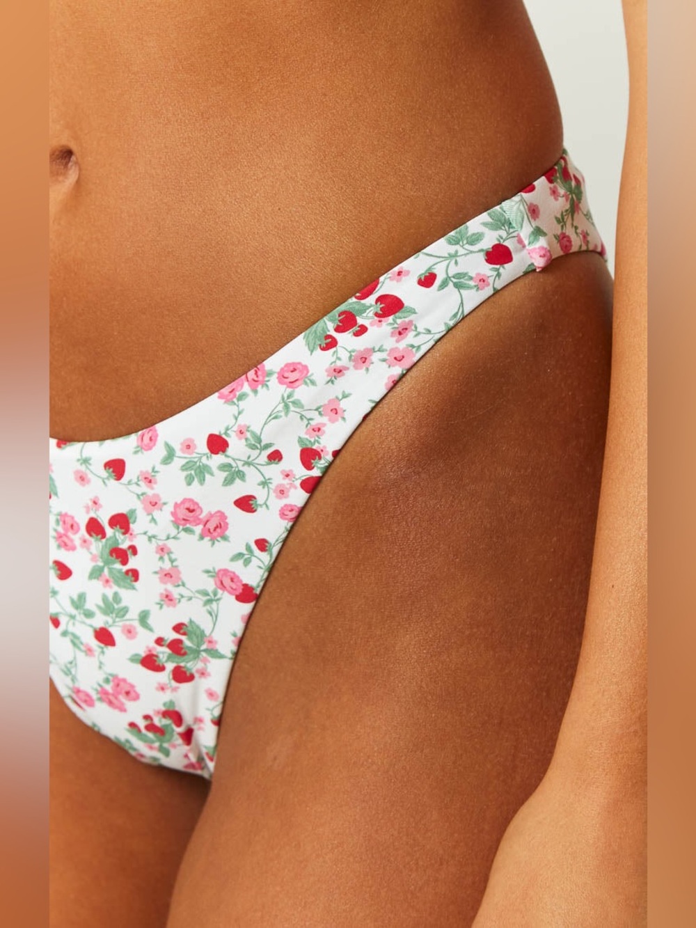 9.0 SWIM Bianca Strawberry White Floral High Waisted Bikini Bottom US 2 / AU 6